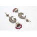 Handmade Women's Earrings 925 Sterling Silver jhumki red onyx Gem Stones P 608